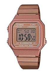 Casio Illuminator Digital Watch for Unisex with Stainless Steel Band and Water Resistant, B650WC-5A, Rose Gold-Rose Gold