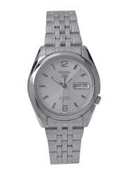 Seiko 5 Automatic Analog Watch for Men with Stainless Steel Band, Water Resistant, SNK385K1, Silver