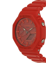 Casio G-Shock Analog/Digital Watch for Men with Resin Band, Water Resistant, GA-2100-4ADR (G988), Red