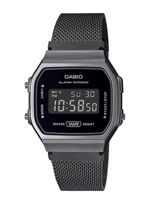 Casio Vintage Collection Digital Watch Unisex with Stainless Steel Band, Water Resistant, A168WEMB-1BEF, Black