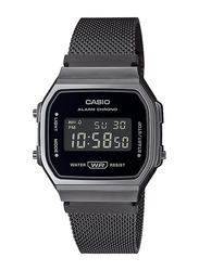 Casio Vintage Collection Digital Watch Unisex with Stainless Steel Band, Water Resistant, A168WEMB-1BEF, Black