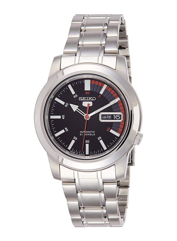 

Seiko 5 Automatic Analog Watch for Men with Stainless Steel Band, Water Resistant, SNKK31J1, Silver-Black