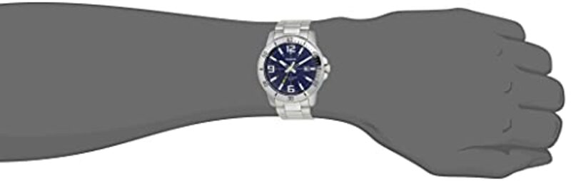 Casio Analog Watch for Men with Stainless Steel Band, MTP-VD01D-2BVUDF (A1363), Silver-Blue