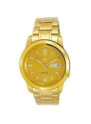 Seiko Analog Watch for Men with Stainless Steel Band, Water Resistant, SNKK20J1, Gold