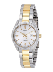 Casio Enticer Analog Watch for Women with Stainless Steel Band, Water Resistant, LTP-1302SG-7AVDF, Silver/Gold-Grey