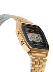 Casio Digital Watch for Men with Stainless Steel Band, Water Resistant, with Casio Watch A159W-N1DF Free, A159WGEA-1DF, Gold-Black