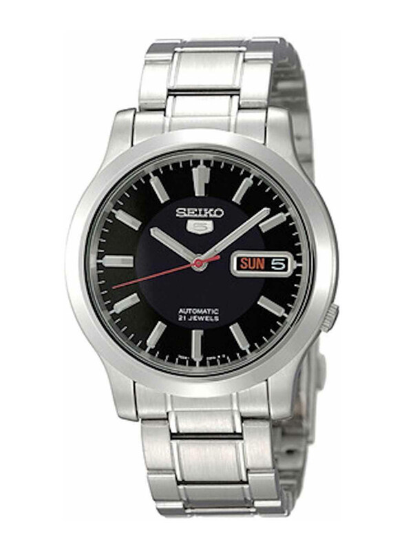 

Seiko 5 Automatic Analog Watch for Men with Stainless Steel Band, Water Resistant, SNK795K1, Silver-Black