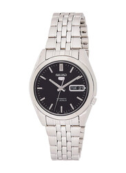 Seiko Analog Watch for Men with Stainless Steel Band, Water Resistant, SNK361K1, Silver-Black