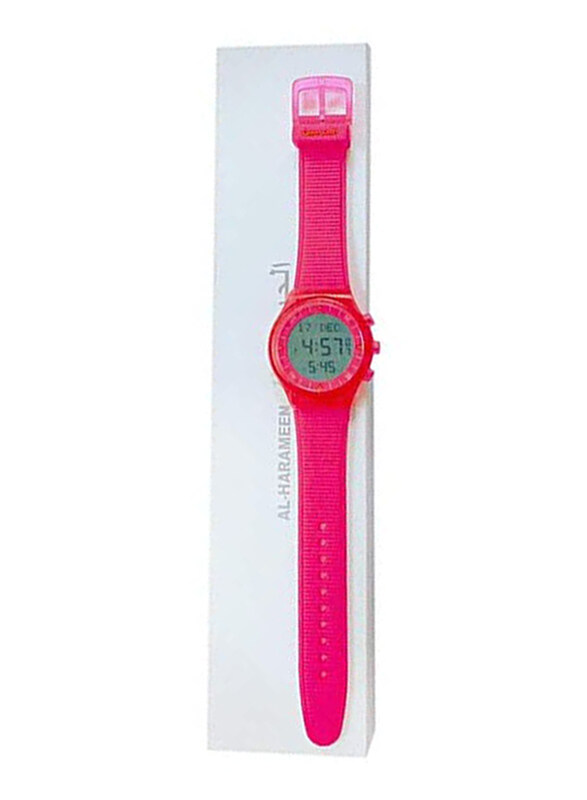 

Al-Harameen Digital Sport Azan Watch for Women with Silicone Band, Water Resistant, HA-6506, Pink-Grey