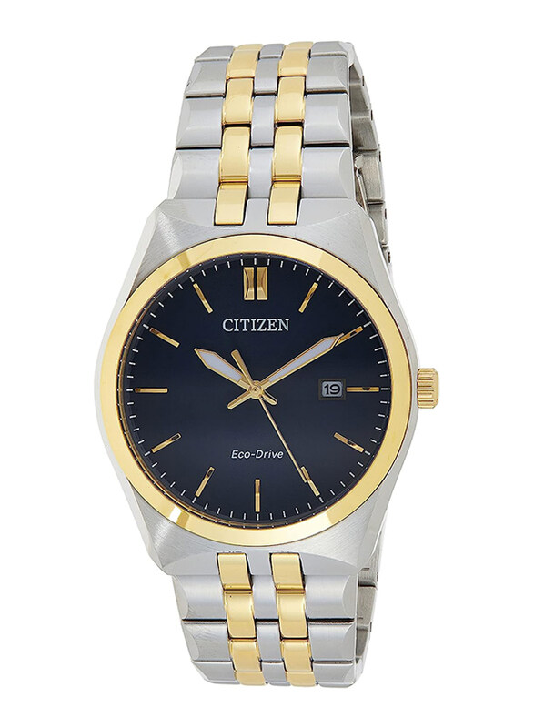 

Citizen Analog Watch with Date Display for Men with Stainless Steel Band, Water Resistant, Bm7334-66L, Silver-Blue