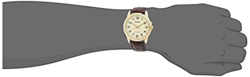 Casio Analog Watch for Men with Leather Genuine Band, EAW-MTP-V001GL-9B, Brown-Yellow