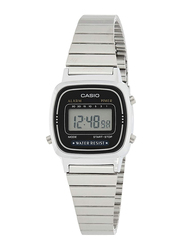 Casio Digital Quartz Casual Watch for Women with Stainless Steel Band, Water Resistant, LA670WA-1DF, Silver-Grey