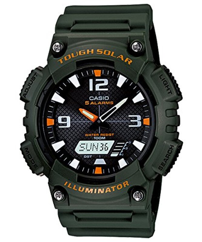 Casio Analog Watch for Men with Resin Band, Water Resistant, AQ-S810W-3AVDF, Green/Black