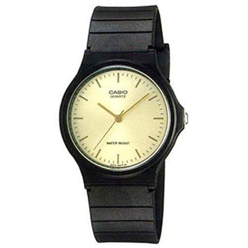 

Casio Analog Casual Watch for Men with Silicone Band, Water Resistant, MQ-24-9ELDF, Black/Gold