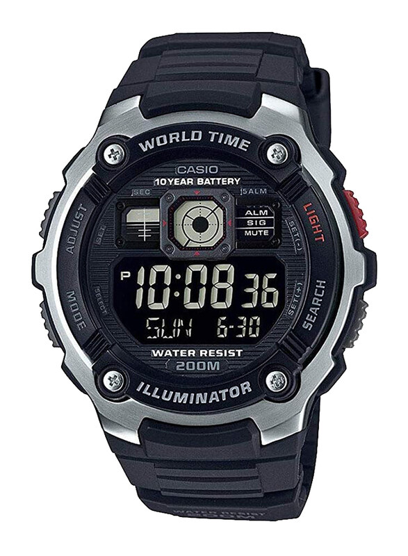 

Casio Solar Powered Digital Watch for Men with Plastic Band, Water Resistant, AE-2000W-1BVDF, Black