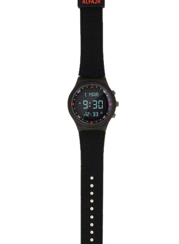Al Fajr Sport Youth Prayer Digital Unisex Watch with Rubber Band, Water Resistant, WY-16, Black