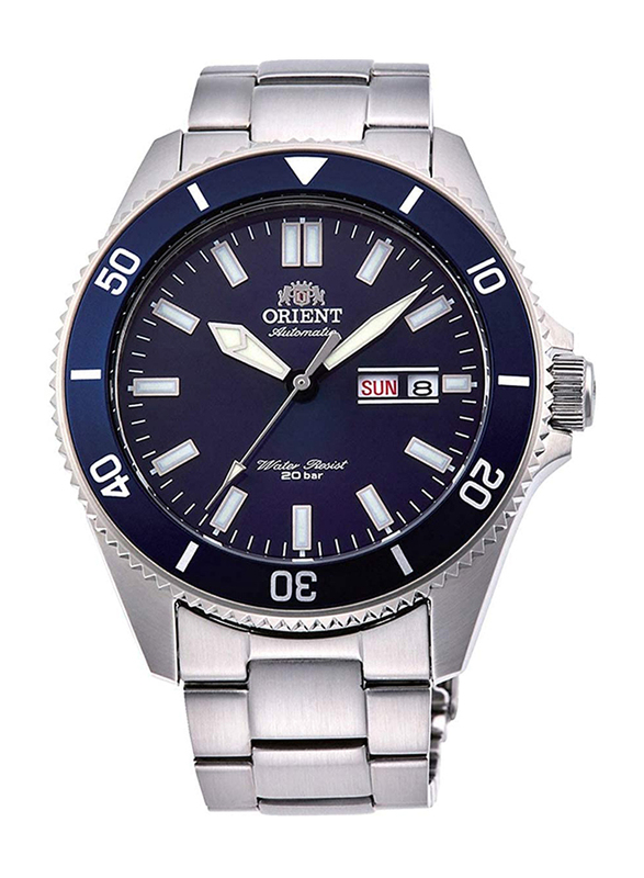 Orient Kano Analog Watch for Men with Stainless Steel Band, Water Resistant, RA-AA0009L, Silver-Blue