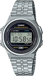 Casio Digital Watch for Men with Stainless Steel Band, A171WE-1AEF, Silver-Black