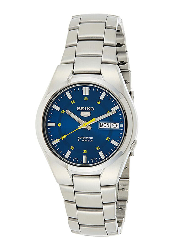 

Seiko Quartz Analog Watch for Men with Stainless Steel Band, Water Resistant, SNK615K1, Silver-Blue