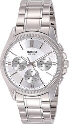 Casio Analog Watch for Men with Stainless Steel Band, Water Resistant and Chronograph, MTP-1375D-7, Silver