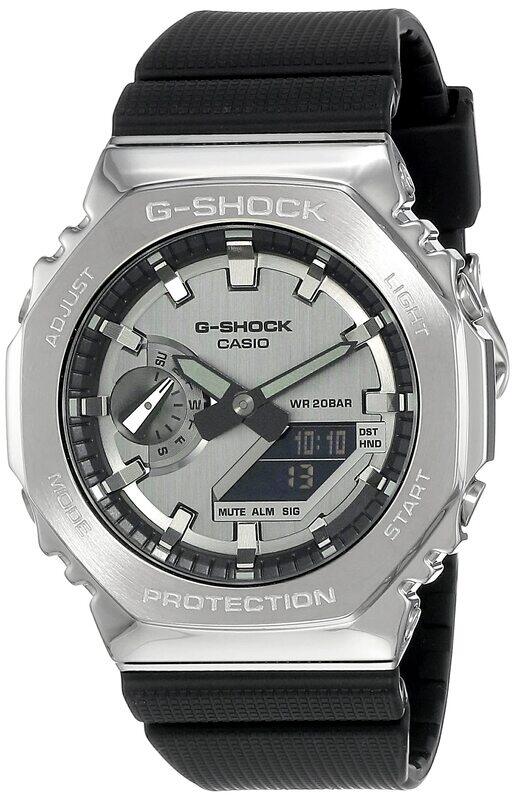 

Casio G-Shock Analog + Digital Watch for Men with Resin Band, Water Resistant, GM-2100-1ADR, Silver-Black
