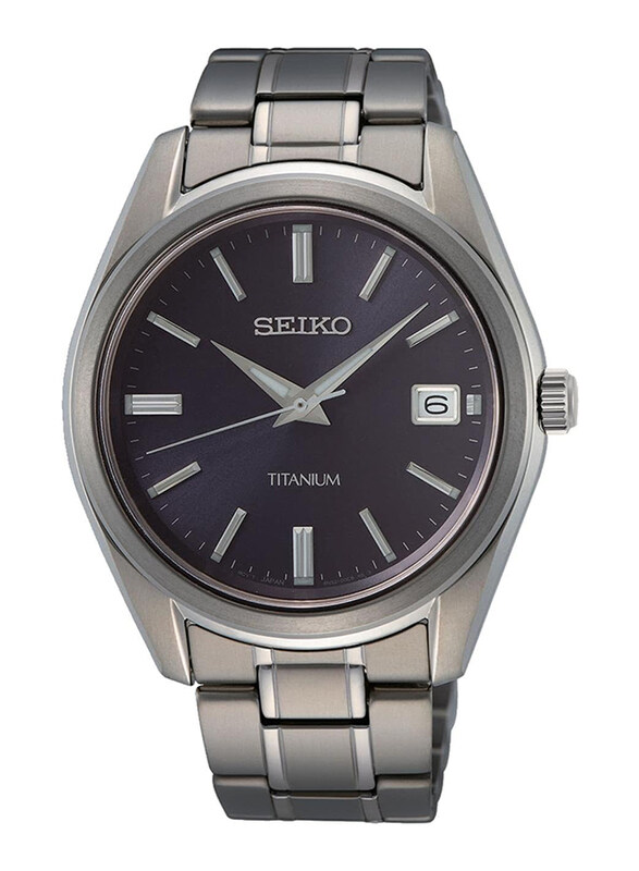 

Seiko Titanium Analog Watch for Men's with Titanium Band, Water Resistance, SUR373, Silver-Blue