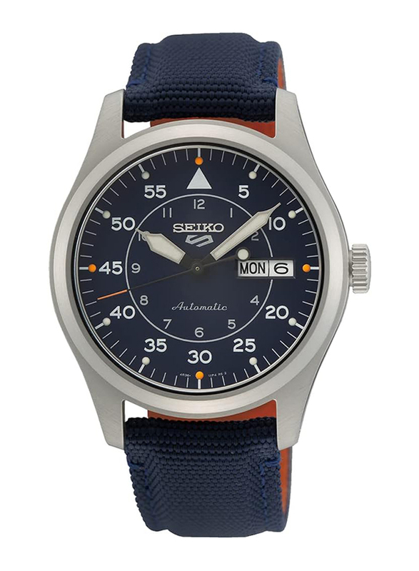 Seiko 5 Sports Automatic Analog Watch for Men with Nylon Band, Water Resistant, SRPH31K1, Navy Blue