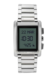 Al Fajr Digital Dress Watch For Men with Stainless Steel Band, Water Resistant, WS-06S, Silver-Grey