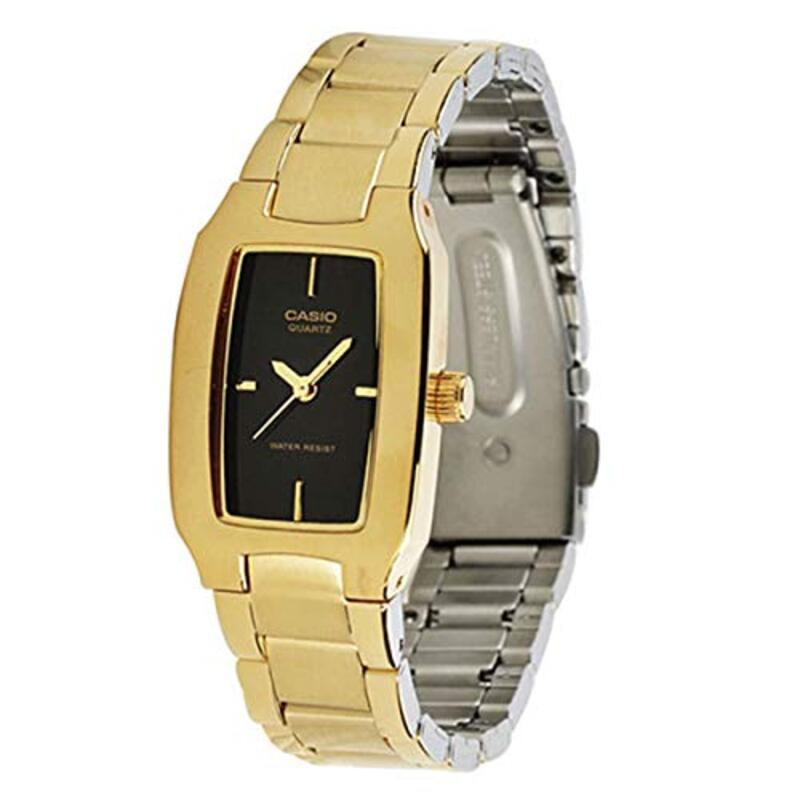 Casio Analog Watch for Women with Stainless Steel Band, LTP-1165N-1CRDF, Gold-Black