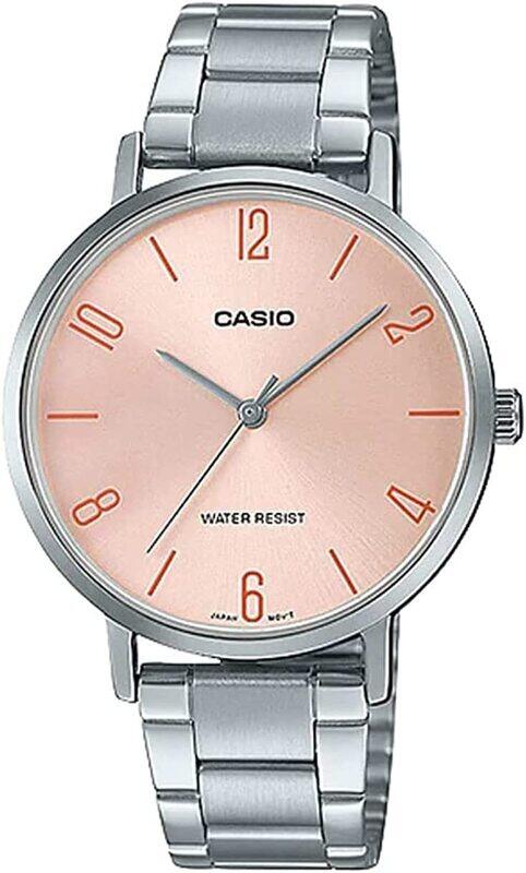 

Casio Analog Watch for Women with Stainless Steel Band, Water Resistant, LTP-VT01D-4B2UDF, Silver/Pink