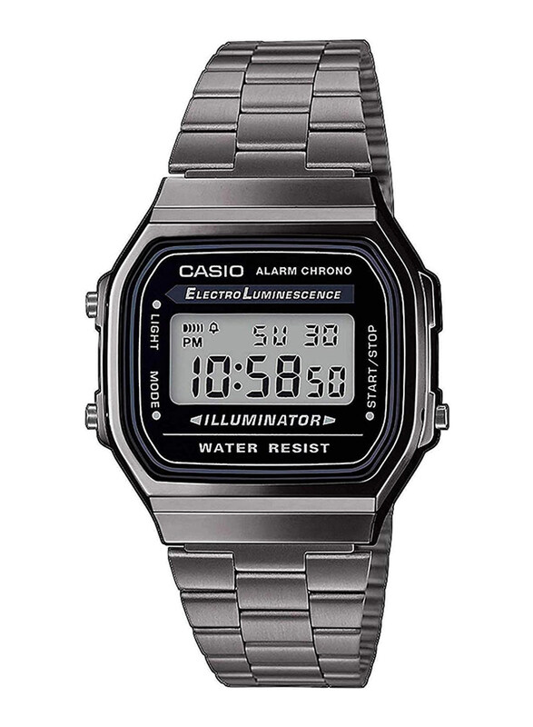 

Casio Digital Japanese Quartz Watch for Men with Stainless Steel Band, Water Resistant, A168WEGG-1AEF, Grey-Black