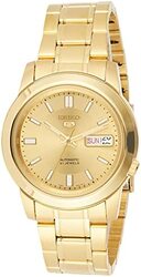 Seiko Analog Watch for Men with Stainless Steel Band, Water Resistant, SNKK20K1, Gold