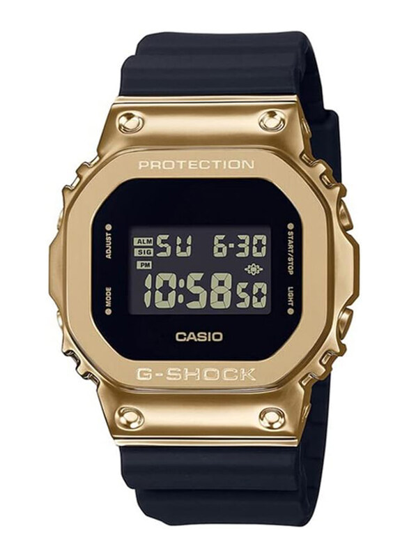 

Casio G-Shock Digital Watch for Men with Resin Band, Water Resistant, Black-Black/Gold