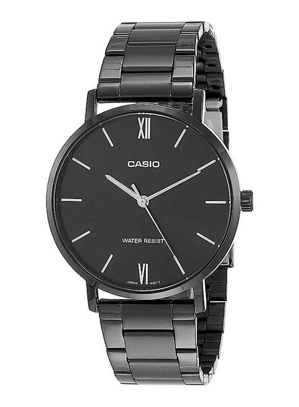 

Casio Analog Watch for Men with Stainless Steel Band, Water Resistant, MTP-VT01B-1BUDF, Black-Black