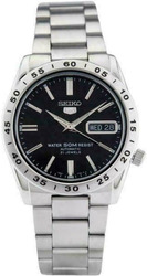 Seiko Analog Watch for Men with Stainless Steel Band, Water Resistant, SNKE01J1, Silver/Black