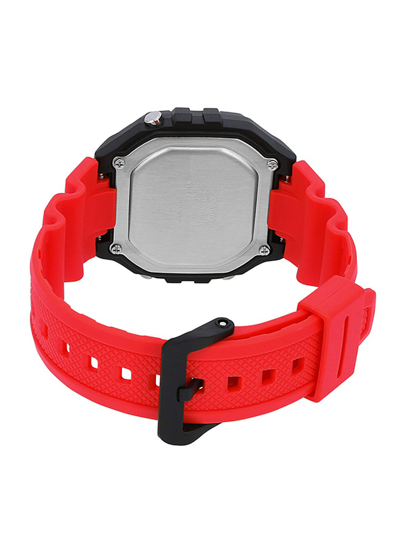 Casio Quartz Digital Watch for Men with Resin Strap, Water Resistant, W-218H-4BVDF, Red-Black