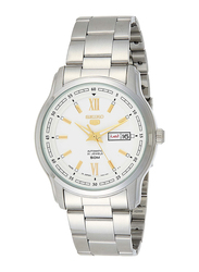 Seiko Automatic Analog Watch for Men with Stainless Steel Band, Water Resistant, SNKP15J1, Silver-White