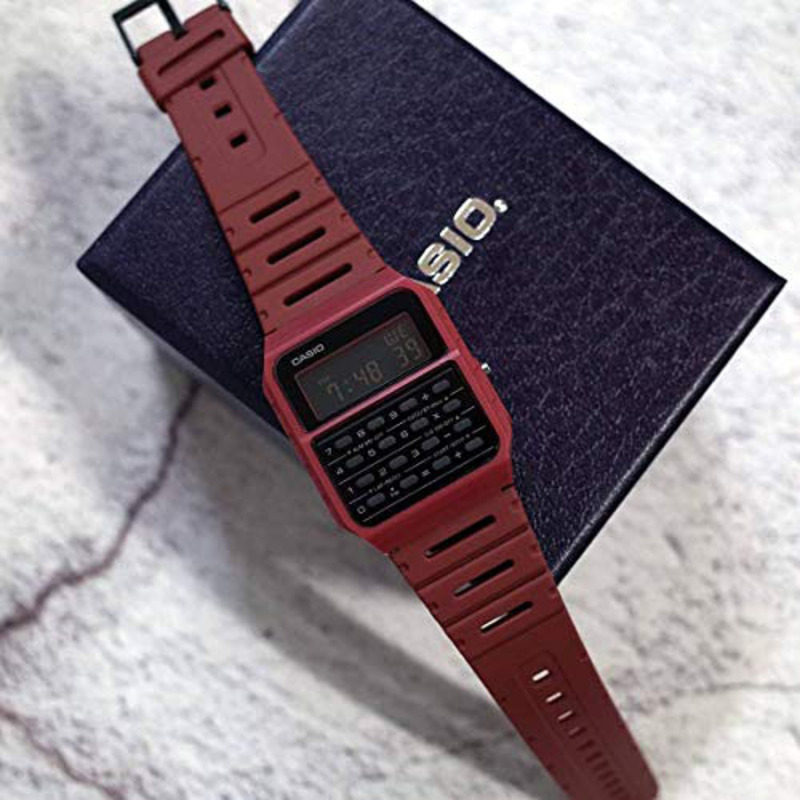 Casio Collection Retro Digital Watch for Men with Plastic Band and Water Resistant, CA-53WF-4BEF, Red-Black