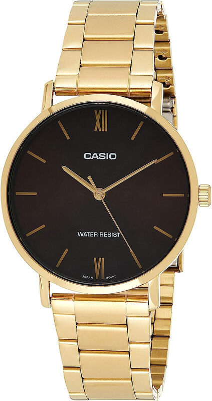 

Casio Analog Watch for Men with Stainless Steel Band, Water Resistant, MTP-VT01G-5BUDF, Black-Gold