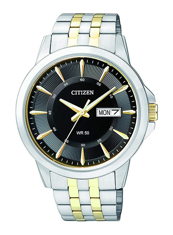 

Citizen Analog Watch for Men with Stainless Steel Band, Water Resistant, BF2018-52E, Silver/Gold-Black