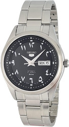 Seiko Analog Watch for Men with Stainless Steel Band, Water Resistant, SNKP21J, Silver/Black
