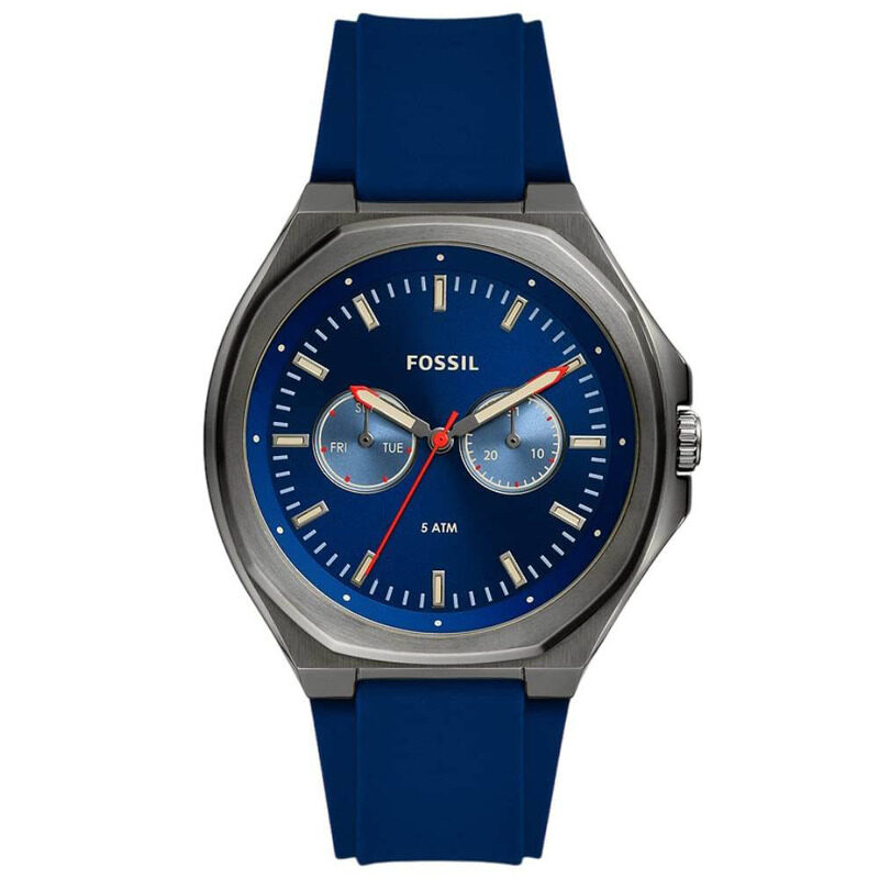 

Fossil Evanston Multifunction Analog Watch for Men with Water Resistant, BQ2773, Blue-Blue