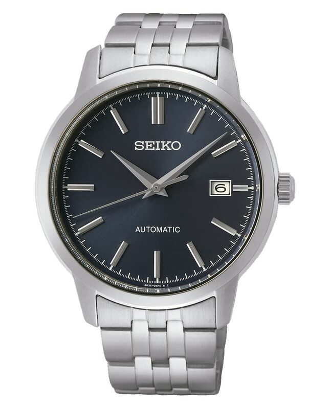 Seiko Analog Watch for Men with Stainless Steel Band, Water Resistant, SRPH87K1, Black-Silver