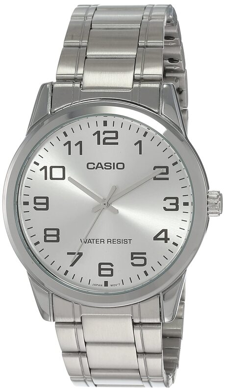 Casio Analog Watch for Men with Stainless Steel Band, Water Resistant, MTP-V001D-7B, Silver-Silver