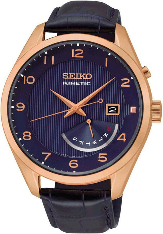 

Seiko Neo Classic Analog Watch for Men with Leather Band, Water Resistant, SRN062P1, Black/Blue