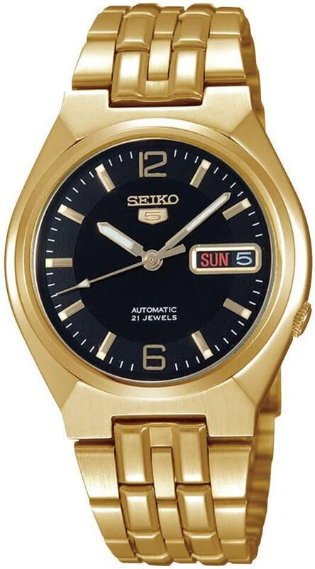 

Seiko Analog Watch for Men with Stainless Steel Band, Water Resistant, SNKL66, Gold/Black