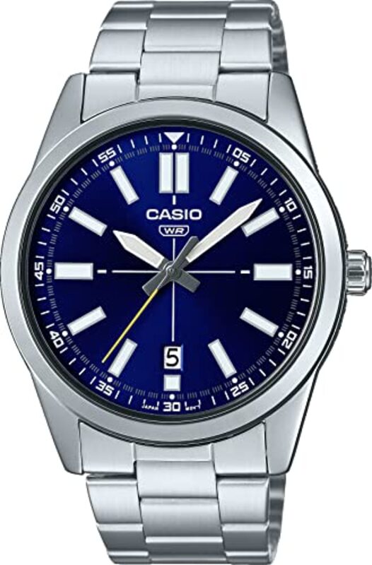 

Casio Analog Watch for Men with Stainless Steel Band, MTP-VD02D-2E, Silver-Blue