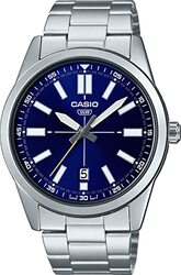 Casio Analog Watch for Men with Stainless Steel Band, MTP-VD02D-2E, Silver-Blue