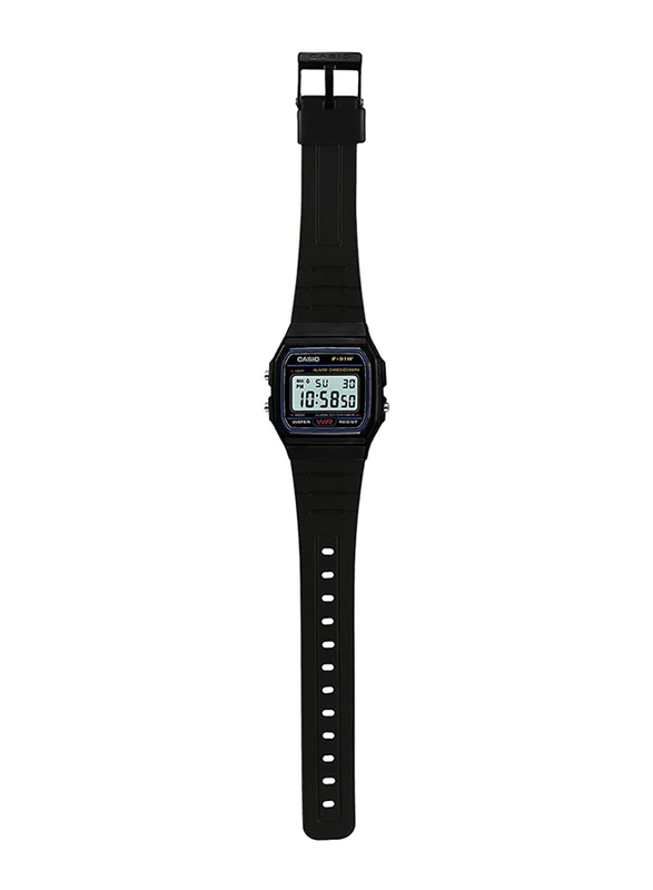 Casio Digital Unisex Watch with Resin Band Water Resistant and Alarm LCD F 91W 1DG D002 Black Grey DubaiStore Dubai