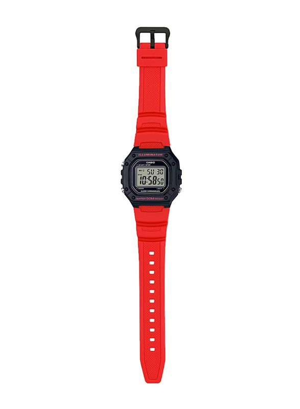 Casio Quartz Digital Watch for Men with Resin Strap, Water Resistant, W-218H-4BVDF, Red-Black